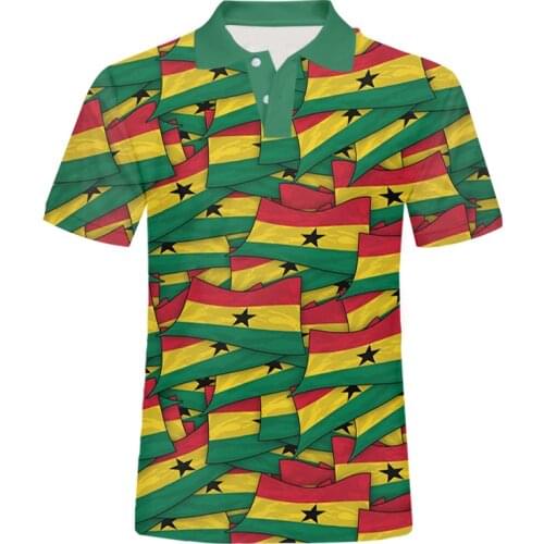 CJLM Polo Shirt Polos Para Hombre Camisas Print Flag of Ghana Men Clothing 3D Polo T Shirt For Men Tops US size Plus size 5XL