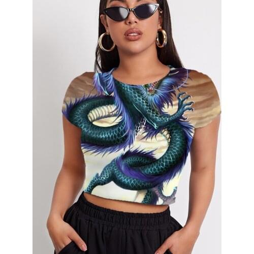 3d Tshirt Long T shirt Women Animal Shirt Print Waves Funny T shirts Harajuku Tshirts Casual Short Sleeve Punk Rock New Slim