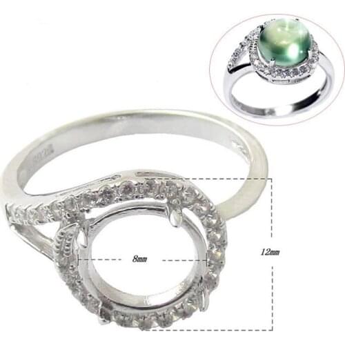 Beadsnice 925 Sterling Silver Ring Settings Fit 8mm Round Stone CZ Prong Setting Ring Blanks DIY Crafting 27335