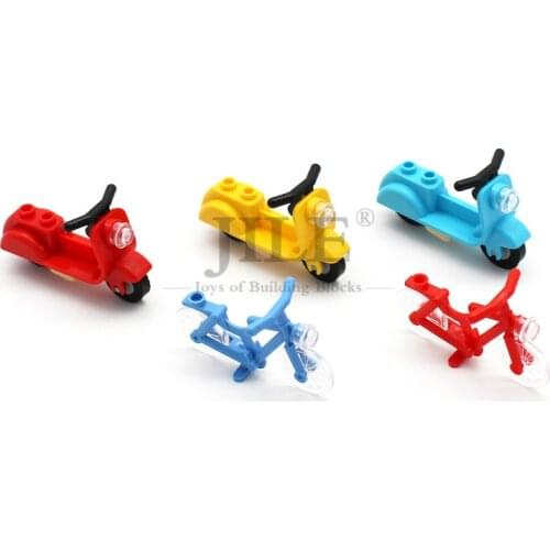 Building Blocks Moc Motorbike Bicycle Scooter with Angular Handlebars Wheels DIY Bricks Compatible Figure 4719c02 15396c01 Parts