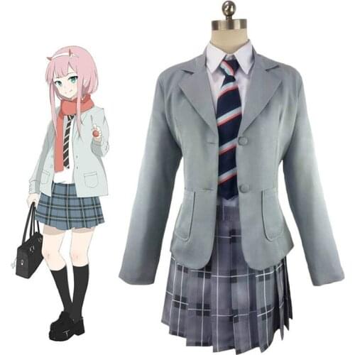 Anime DARLING in the FRANXX Cosplay HIRO ICHIGO Zero Two 02 002 School Uniform Costume Halloween Party Dress Suit Outfit