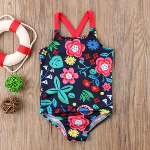Children Kids Baby Girls Flowers Print Sleeveless Swimsuit Swimwear Bathing Suit Beachwear Swimwear Hot Summer