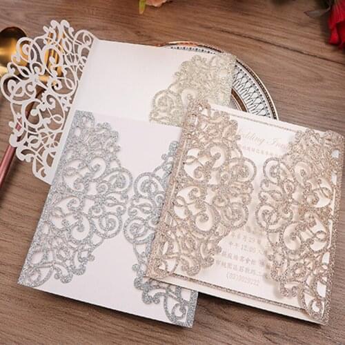 Laser Cut Square Invitation Card Thank You Cards Wedding Mariage Birthday Anniversaire Party Invite Gifts For Guests