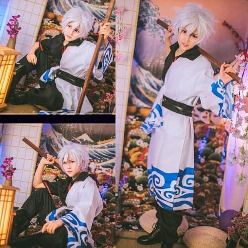 Anime Gintama Cosplay Costume Hallween fancy Dress Adults Sakata Gintoki Cosplay Costumes full set for Carnival Purim party suit