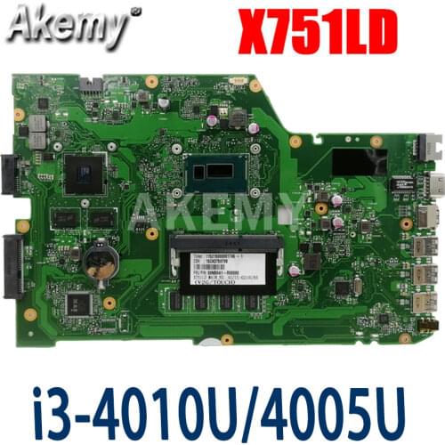 Amazoon X751LD laptop motherboard For Asus R752L X751L X751LN test original mainboard I3-4010U GT820M