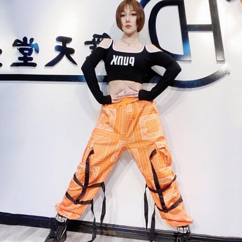 New Jazz Dance Costumes Nightclub DJ Female Singer Hip Hop Street Dance Clothing Strapless Tops Loose Pants Sports Wear DWY4183
