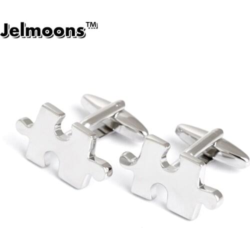 Novelty Puzzle Cufflinks retail silver color jigsaw puzzle game design copper Material cufflinks