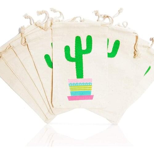 Cactus Drawstring candy gift bag first 1st Birthday baby shower Mexican Fiesta Party rustic summer wedding decoration Supplies