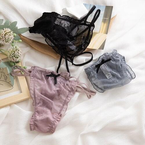 Sexy Panties Underwear Women Briefs G string Hollow Out Transparent Thong High Quality Lace Underpants Lingerie Girls Intimates