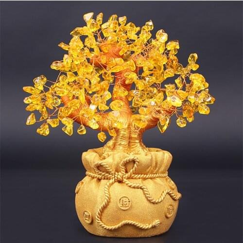Lucky Sculpture Wealth Chinese Golden Statues For Decoration Money Fortune Tree Home Decor Accessories Gifts Tabletop Ornament