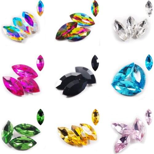 Horse Eye Glass Crystal Glue-On Rhinestones For DIY Clothes Crafts Glitter Crystal Stones, 3 - 32mm Size Selection