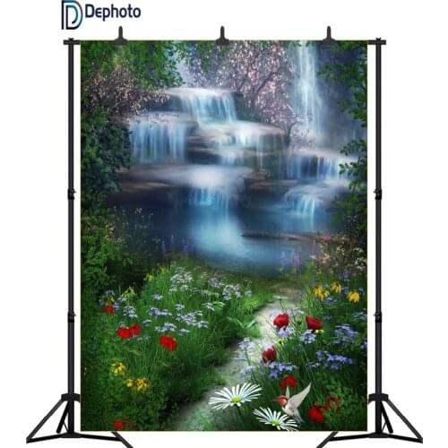 DePhoto Vinyl Photography Backdrops Waterfall Natural Scenery Children Baby Backdrop Background Newborn Photographic Background