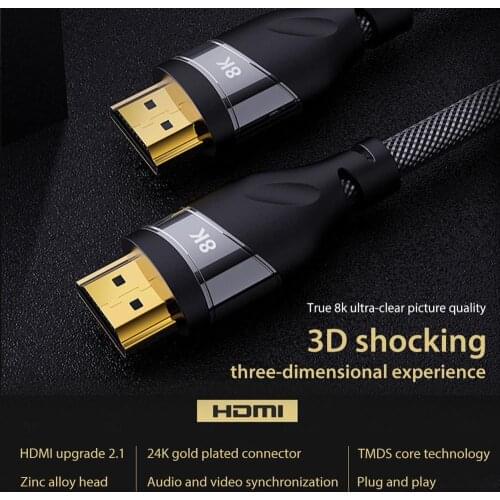 High Speed 48Gbps 8K HDMI Cable to HDMI 2.1 Cable for Apple TV PS4 PS5 for Xiaomi Mi Box Sony Projector Audio Video Cable HDMI