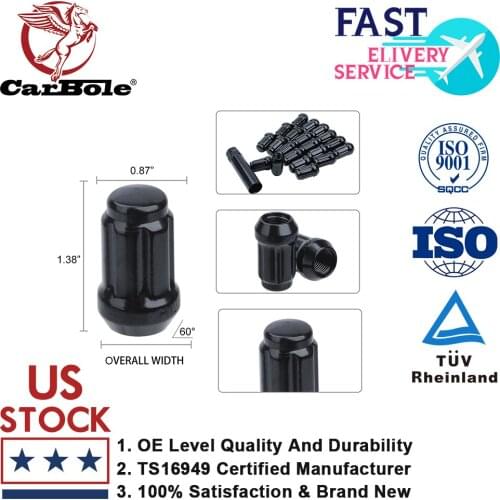 Carbole 20pcs 12x1.25 Spline Lug Nuts Bulge Acorn w/ Lock Key Made from SCM 435 Through-Hardened steel with a chrome plating
