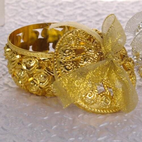 Golden Hollow Rose Flower Candy Box With Ribbon For Wedding Baby Party Decoration Supplies Shower Gifts Favor Christmas Cas Y1N7