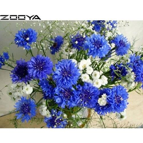 ZOOYA New 5d Diamond Embroidery Kits Cross-Stitch Blue Flowers Home Decor Diamond Painting Mosaic DIY Pcitures Needlework R988