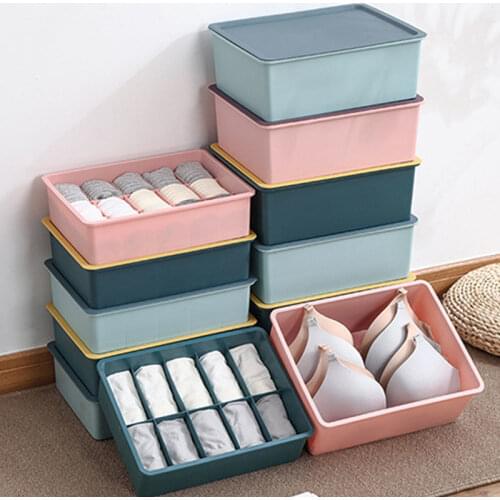 1Pcs Underwear Drawer Organizer Bedroom Closet Plastic Storage Box For Socks Home Separate Storage Box Bra Organizer Container