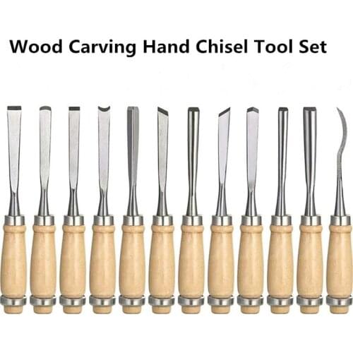 12 Piece Wood Carving Hand Chisel Tool Set Woodworking Carving Chisel DIY Hand Tools Professional Woodworking Gouges Steel
