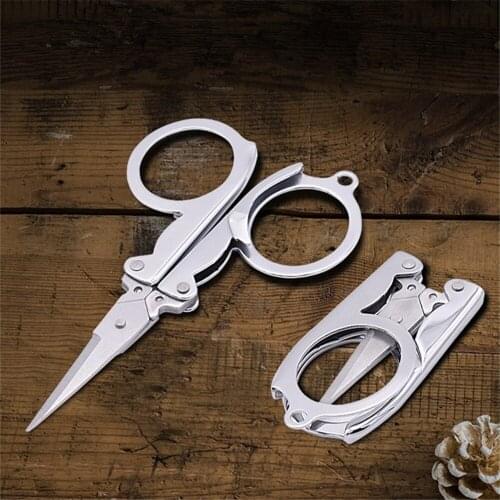 10pcs Stainless Steel Fodable Keychain Scissors Home Tailor Mini Scissor Kitchen Knife Cutter School Office Supply Cutting Tool
