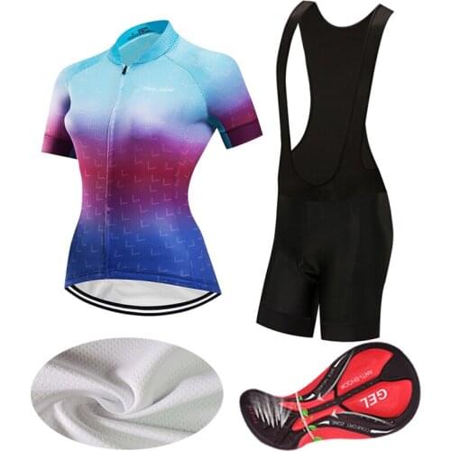 2021 Summer Short Sleeve Women Cycling Jersey Set Female Suit Bike Clothing BIB Gel Pants Bicycle Clothes MTB Dress Kit Uniform