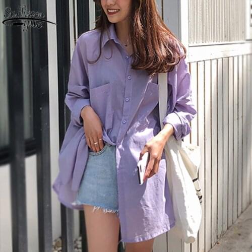 2021 Solid Long Sleeve Korean Style Loose Top Breathable Thin Cardigan Jacket Summer New Purple Sun-Proof Clothing Womens 9910