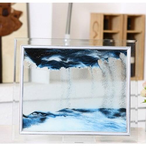 3D Dynamic Flowing Grit Sand Painting Transparent Glass Frame Drawing Landscape Home Decor Gifts Office XH8Z