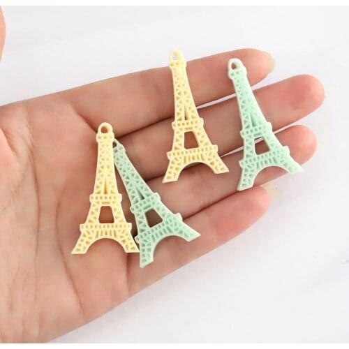 Set of 50pcs mixed colorful 25x45mm resin eiffel tower charms in a mix of pastel shades sz1054