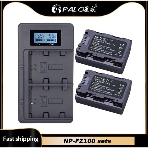 2280mAh NP-FZ100 NPFZ100 NP FZ100 Battery + LED Dual USB Charger for Sony NP-FZ100, BC-QZ1, Sony a9, a7R III, a7 III,A6600