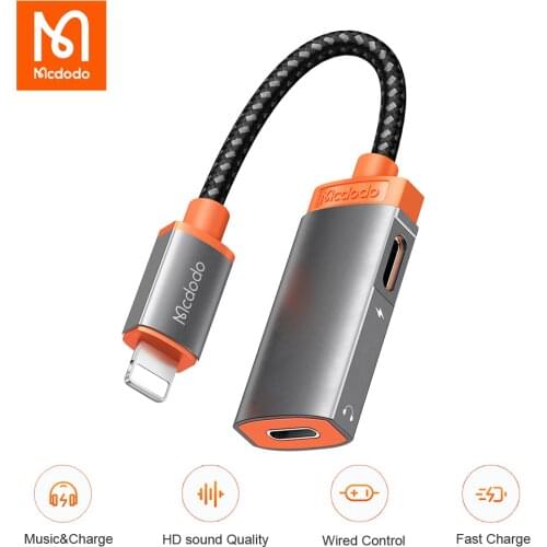 Mcdodo Dual Lighting Audio Adapter For iphone 11 12 Pro Max Xs X 6 7 8 3.5mm Jack Earphone Aux Converter Chargre 2 In 1 Splitter