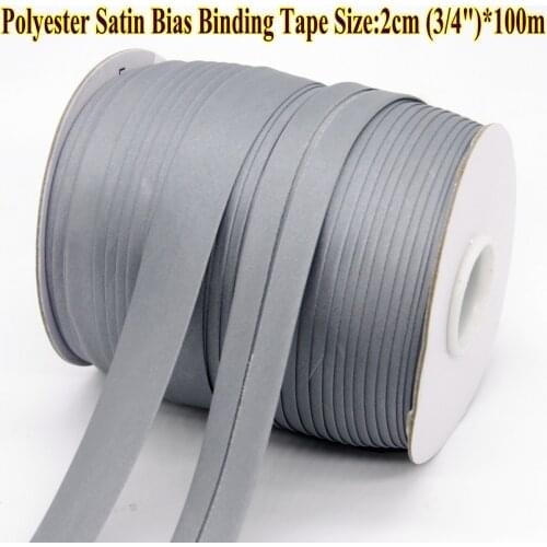 Free shipping -Polyester Satin Bias Binding Tape,size: 20mm,2cm,3/4" ,Chinese suit,$12 for 100m/lot ,DIY sewing garment Grey
