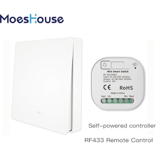 Wireless RF433 Switch Remote Control Wall Light Switch Self Powered 1/2 Way No Battery No Wiring Needed Wall Panel Transmitter