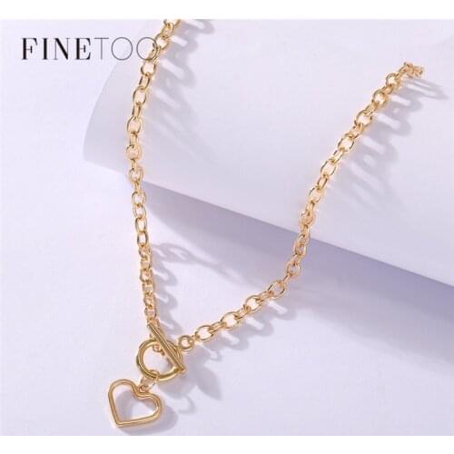 Punk Cuban Link Chain Heart Pendant Choker Necklace Collar Chunky Toggle Clasp Chain Necklaces for Women 2020 Statement Jewelry