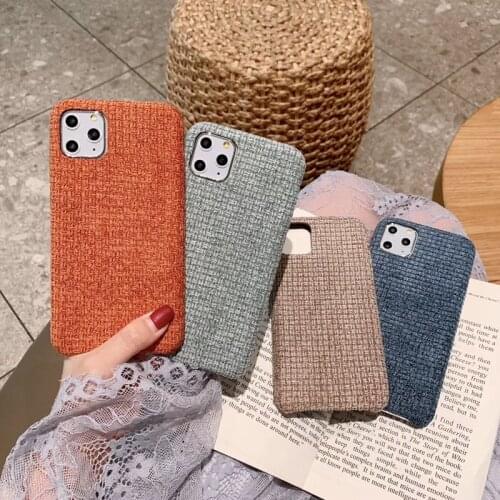 For Iphone 11 Pro Max Autumn Warm Plaid Plush Case Simple Cloth Fabric Soft Tpu Case for Iphone 11 Pro Max