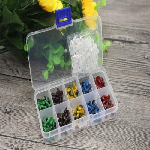 DHL 100set 100 Pcs/50 Pairs 5 Colors-Mix 8mm Plastic Safety Eyes shoe Sewing