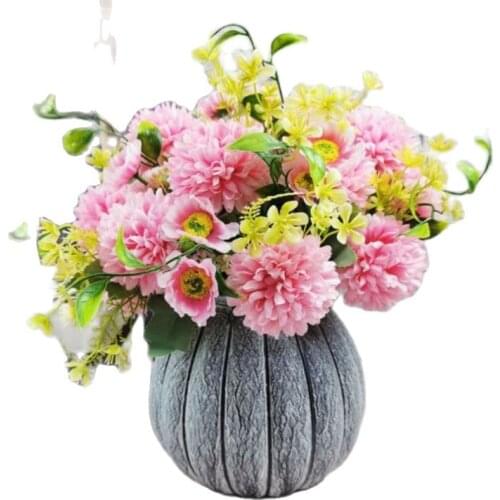 10Pcs Fake Carnation (7 Stems/Bunch) 11" Length Simulation Chrysanthemum Ball for Wedding Centerpiece