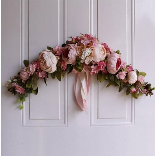 Artificial Wreath Door Threshold Flowers DIY Wedding Home Living Room Party Christmas Door Wall Decorative Rose Peony Flower