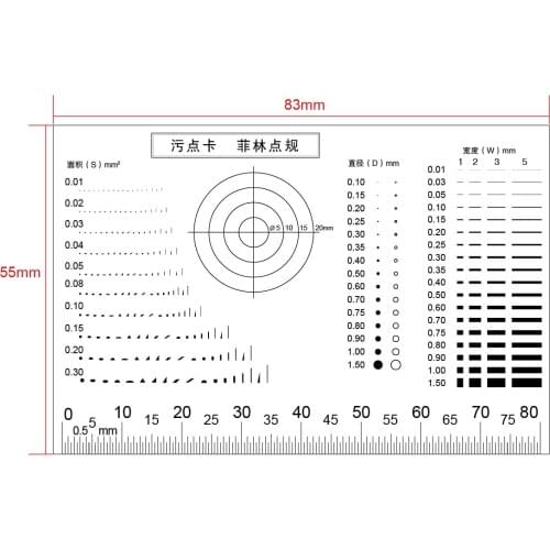 Badge Size Gauge, Point Gauge, Transparent Film Point Gauge, Comparison Card, Stain Crack Contrast Soft Ruler