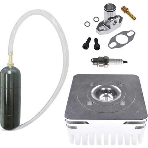 CNC Square Cylinder Head & Power Boost Bottle Fit 80cc Motorized Bike