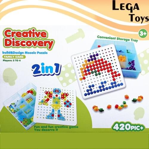 Mosaic Puzzle mushroom nails Game Toys Pegboard Building Kits Construction Set with Screw and Nuts Creative Jigsaw Puzzles set