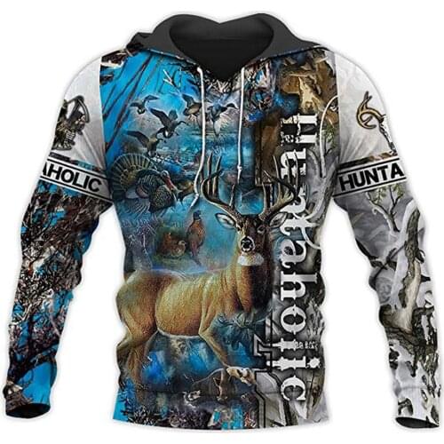Hunting Deer 3D Printed Mens Hoodies Harajuku Streetwear Autumn Hooded Sweatshirt Unisex Casual Jacket Tracksuits TD1313154587