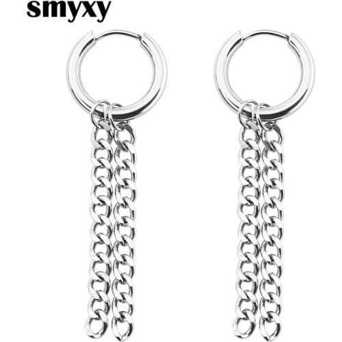 Men/Women Punk Long chain pendant Earring tassel chain long eardrop ear jewelry simple Stainless Steel Earrings