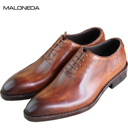 MALONEDA Handmade Goodyear Mens Genuine Leather Dress Shoes High-quality Italian Design Hand-polished Oxfords Wedding Shoes