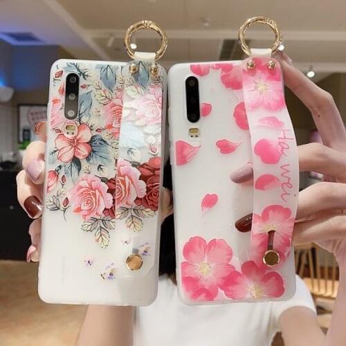 Flower Soft TPU Case For Huawei Nova 7i 7 6 5T 3i 3 5 4 3e 4e 2i SE 5z Pro Relief Floral Phone Holder Wristband Case