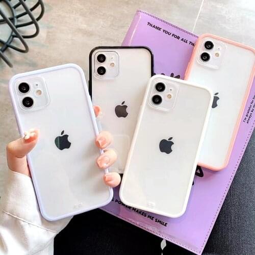 Soft Transparent Candy Phone Case For iPhone 11 12 Pro Max XS X XR Max 7 8 Plus SE 2020 Silicone Bumper Back Cover