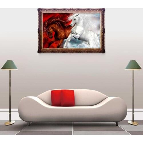 Diamond Painting Kits Full Drill Rhinestone Double horse Diamond Pictures Jigsaw Picture Puzzles For Adults Children Kids Games