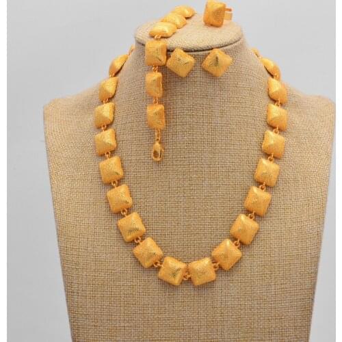 New Ethiopian Dubai Gold Color jewelry Sets Wedding Women Necklaces Earrings Jewelry Sets Eritrean Jewellery Gifts