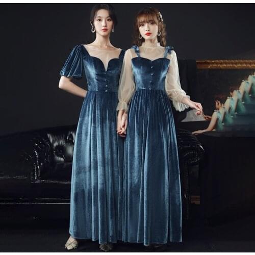 Bridesmaids Dresses Vintage V-Neck Spaghetti Straps Jersey A-Line Off The Shoulder Floor-Length Women Wedding Party Gown E399