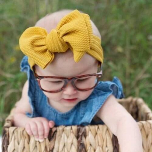 Fit All Adjustable Big Bow Wide Headband Girls Bowknot Headbands Large Bow Hair Turban Infant Head Band Bebes Cotton Headwrap
