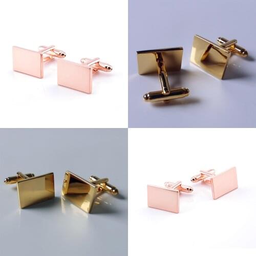 Rose Gold Metal French Cufflink Plain Shirt Mens Luxury Jewelry Suit Cuff Links Buttons Gifts for Men Party Wedding Accessories