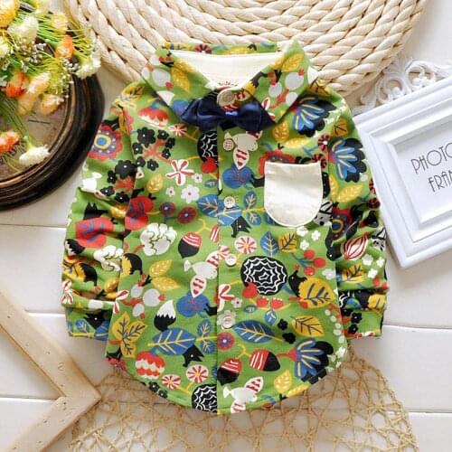 2016 Baby Boy Shirts Children Clothes Boys Floral Blouse With Bowknot Little Gentle Men Kids Camisa Shirt